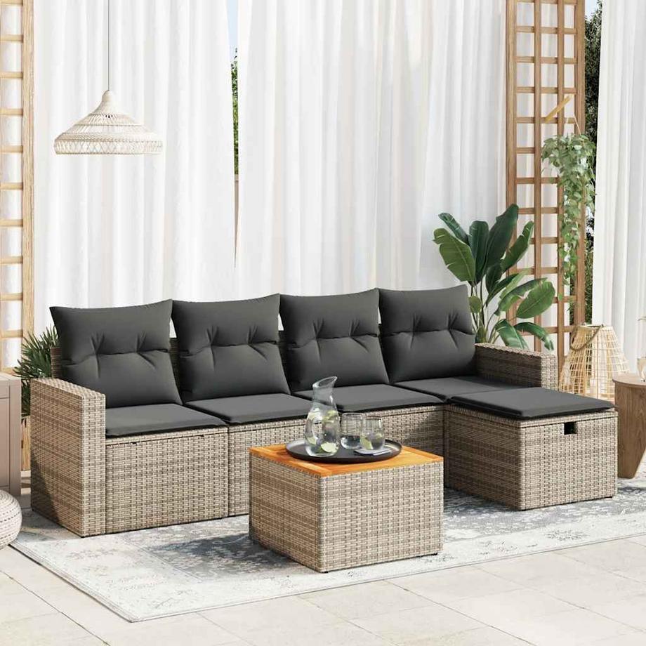 VidaXL set di divani da giardino Polirattan  