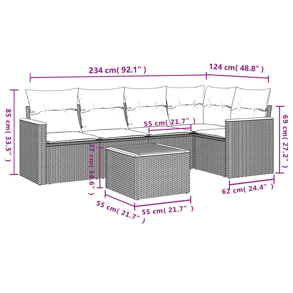 VidaXL set divano da giardino Polirattan  