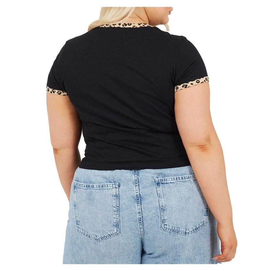 Brave Soul T-Shirt Grande Taille avec Bordure Imprimé Léopard  