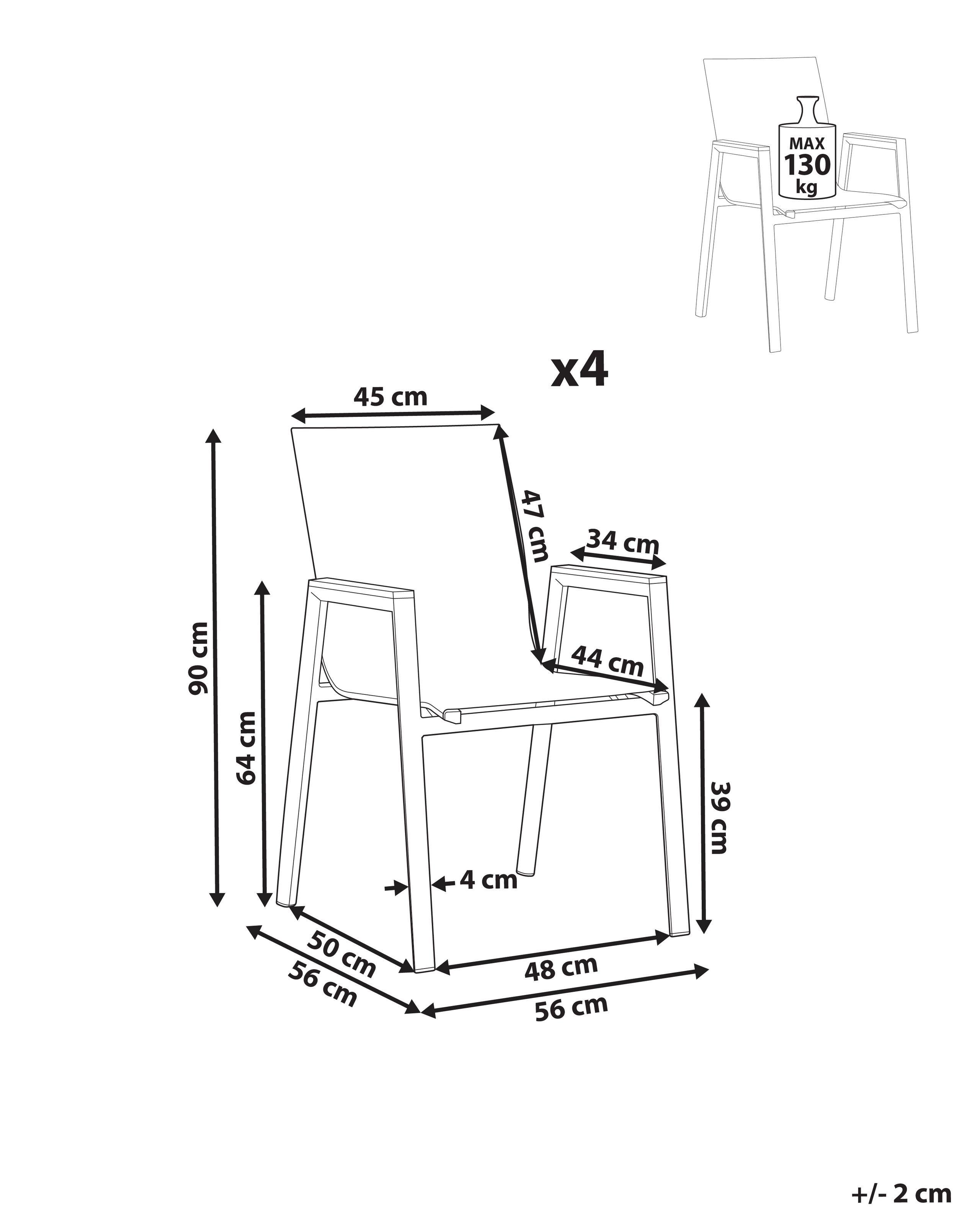 Beliani Lot de 4 chaises en Aluminium Industriel TIANO  