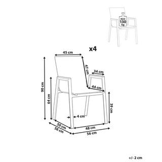 Beliani Lot de 4 chaises en Aluminium Industriel TIANO  