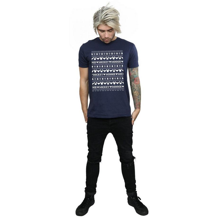 Disney Mickey Minnie T-Shirt Motivo Maglione Natalizio  