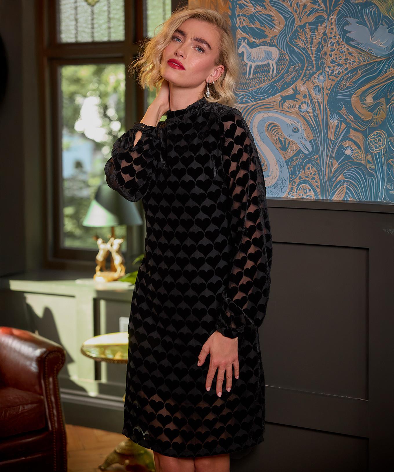 Joe Browns Devore Samt Herzmuster Kleid  