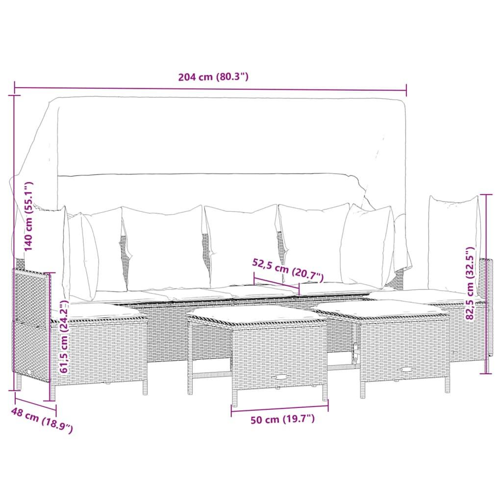 VidaXL set divano da giardino Polirattan  