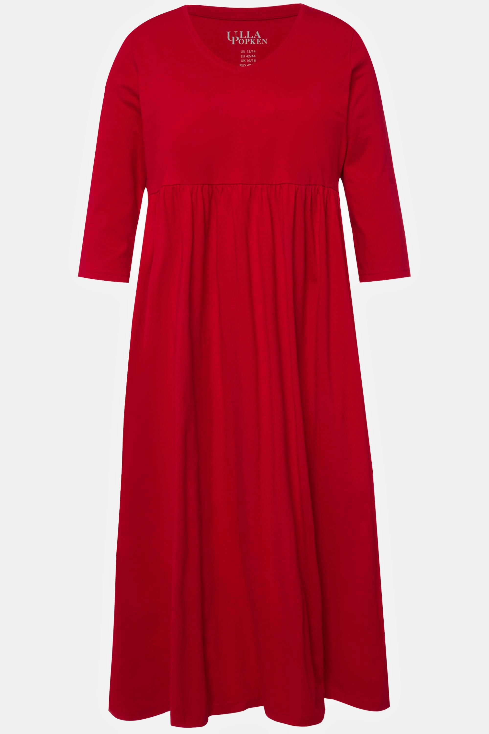 Ulla Popken Jerseykleid Empirenaht V-Ausschnitt 3/4-Arm Taschen  