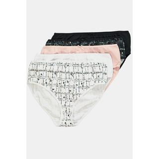 Ulla Popken Slip Midi Confezione da 5 Stampa Grafica Tinta Unita  