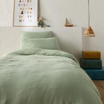 Housse de couette enfant unie gaze de coton