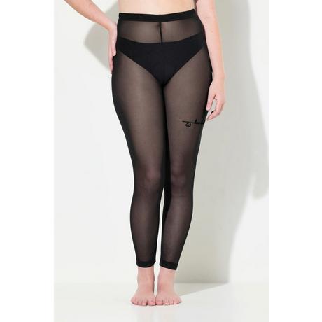 Ulla Popken  Strumpf-Leggings, Love is all, Mesh, Flockdruck 