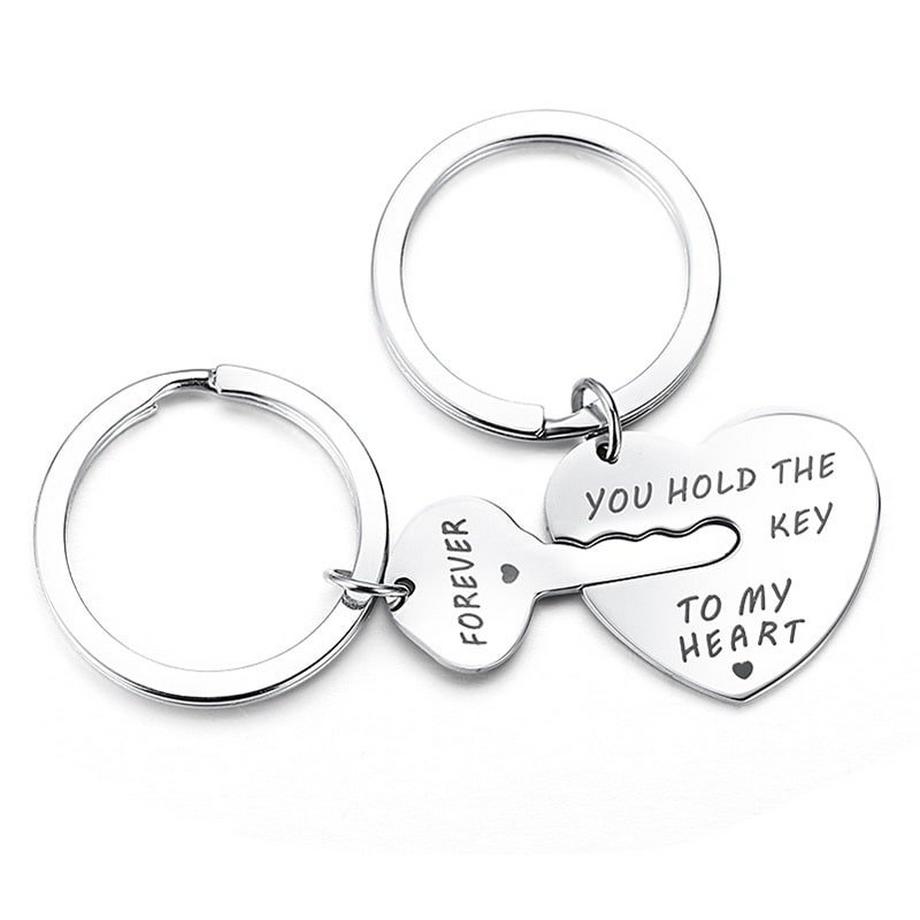 Portachiavi per coppie con cuore e chiave