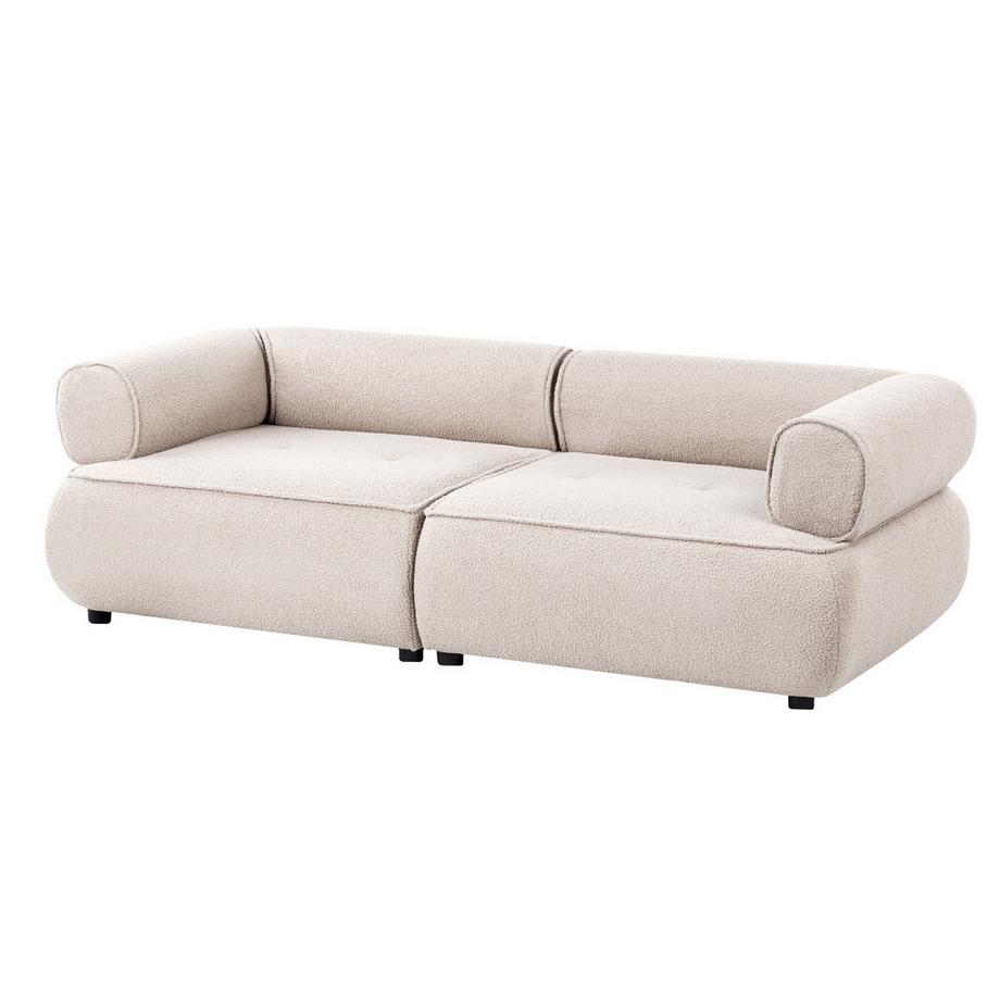 Beliani Canapé 3 places avec ottoman en Bouclé Moderne SALLA  