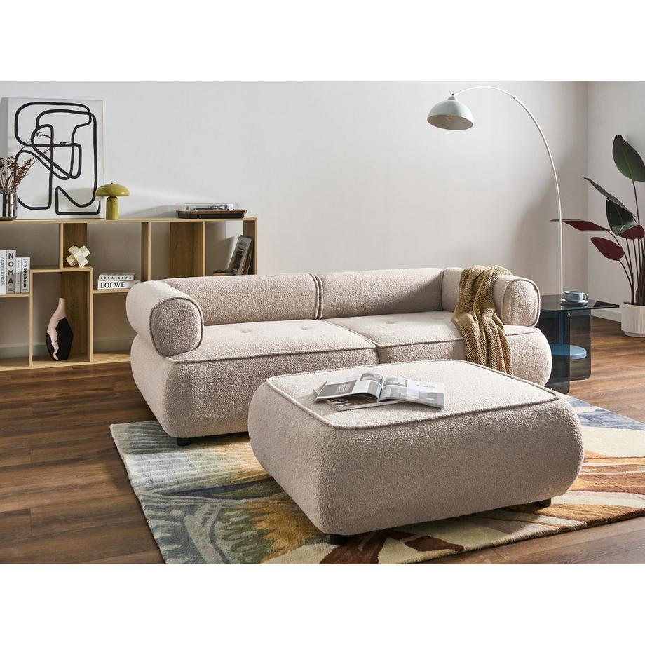 Beliani Canapé 3 places avec ottoman en Bouclé Moderne SALLA  