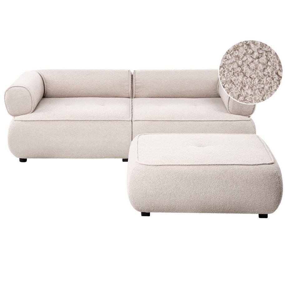 Canapé 3 places avec ottoman en Bouclé Moderne SALLA