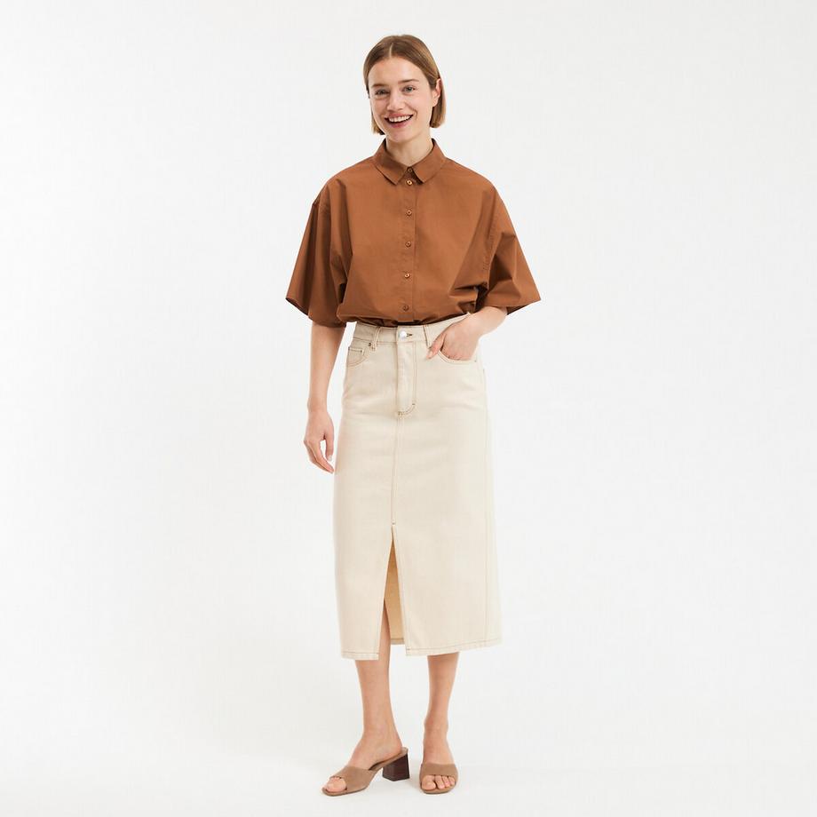 La Redoute Collections Gonna Midi Dritta in Denim  