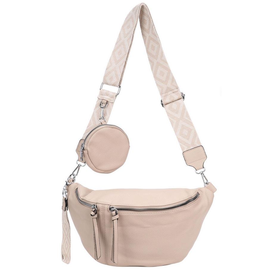 Sac bandoulière, sac à bandoulière 3 en 1, sac banane avec fermeture éclair et large sangle réglable