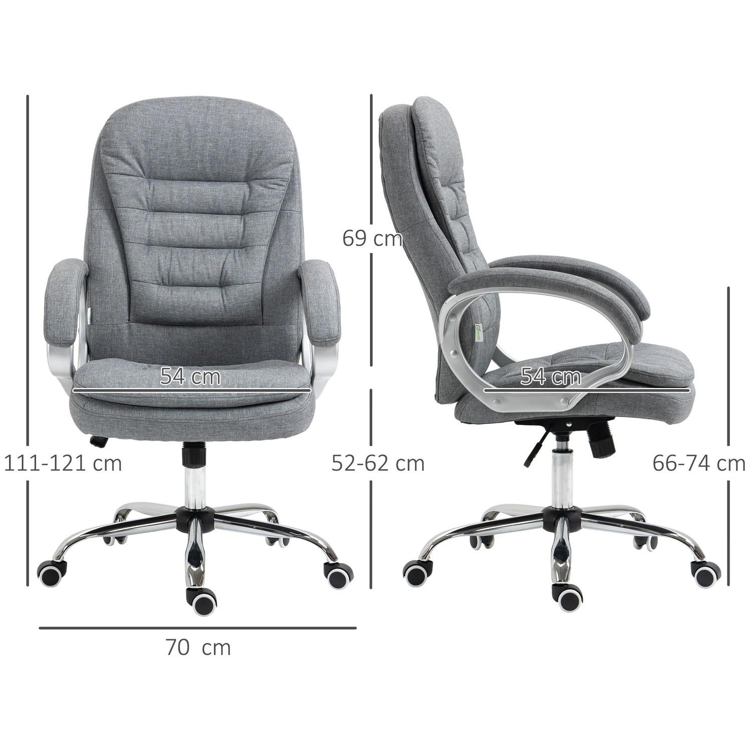 Northio Sedia Da Ufficio Sedia Da Lavoro Con Rotazione Di 360°, Ergonomica, Funzione Basculante, Regolabile In Altezza, Lino Grigio, 64X75X111-121 Cm  