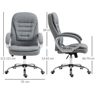 Northio Sedia Da Ufficio Sedia Da Lavoro Con Rotazione Di 360°, Ergonomica, Funzione Basculante, Regolabile In Altezza, Lino Grigio, 64X75X111-121 Cm  
