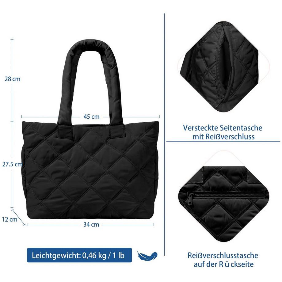 Only-bags.store Gepolsterte Shopper Tasche mit Laptopfach und Seitentasche für Trinkflasche  