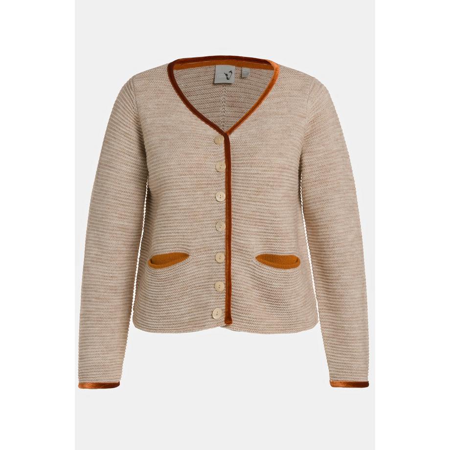 Ulla Popken Cardigan Col Rond Manches Longues  