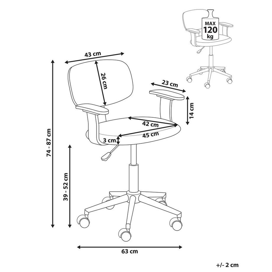 Beliani Chaise de bureau en Tissu chenille Rétro GUNNISON  