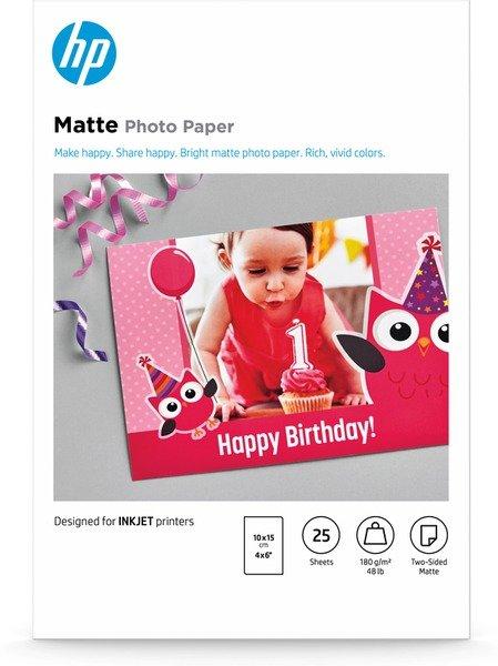 Hewlett-Packard HP HP Matte Photo Paper 10x15cm 7HF70A InkJet, 180g 25 Blatt  