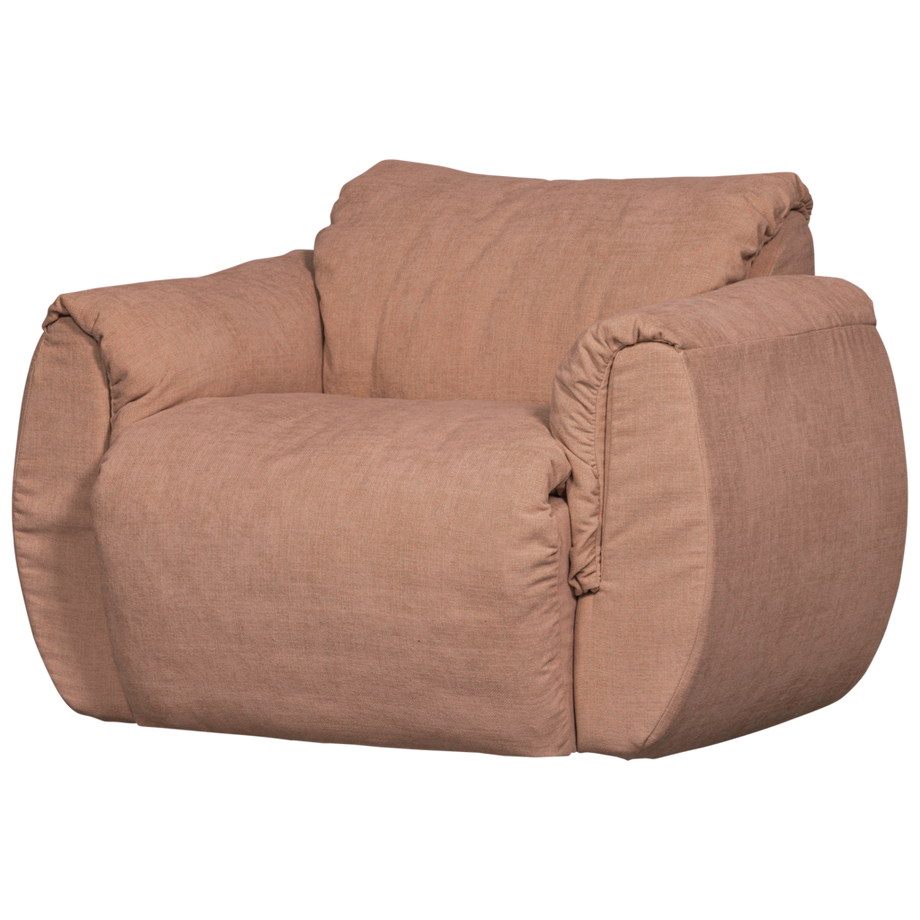 Fauteuil Baggy tissé chenille vieux rose