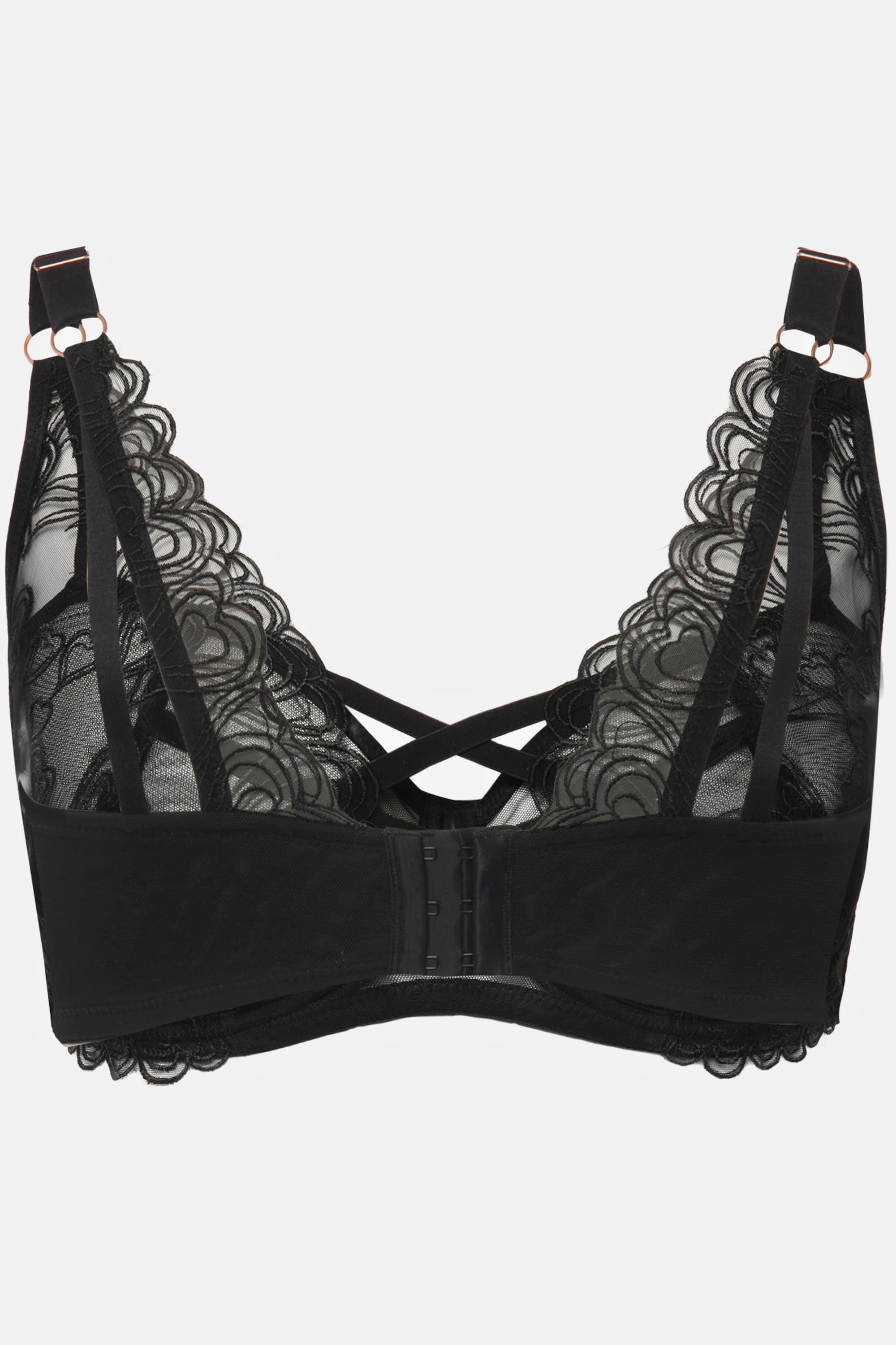 Ulla Popken  Reggiseno con ferretto, pizzo con cuori e nastri decorativi, coppa C-F 