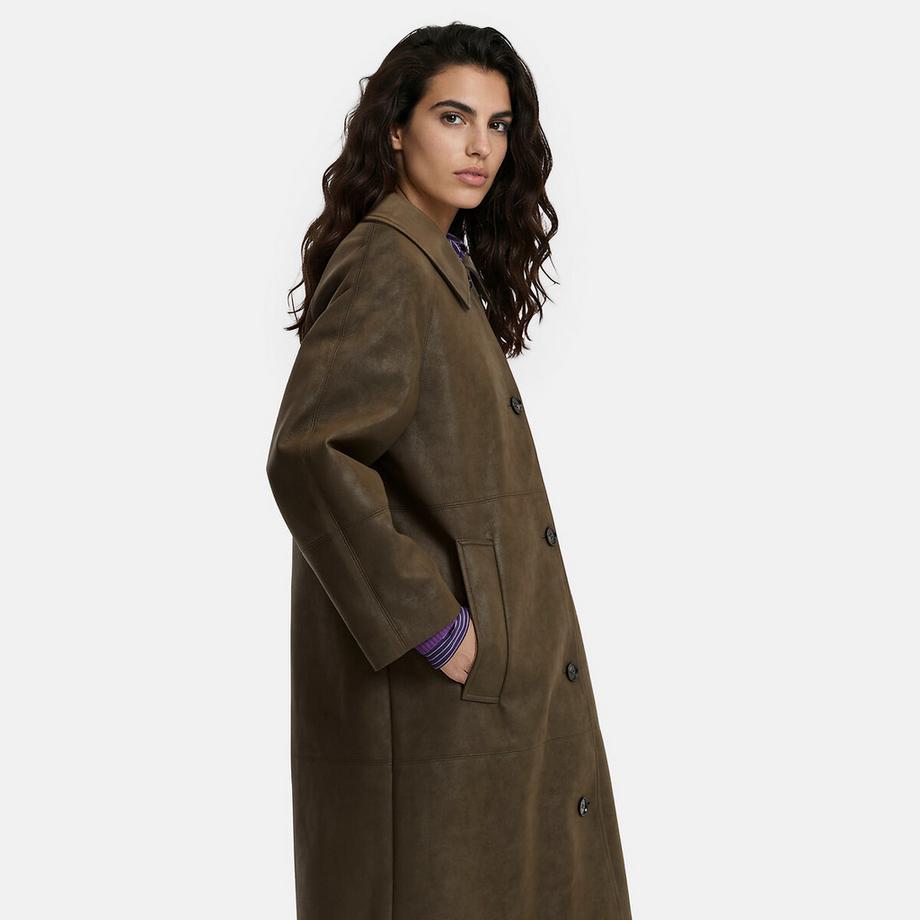 La Redoute Collections Cappotto lungo in poliestere similpelle con finitura antica  