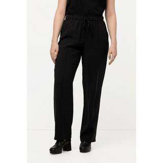 Ulla Popken  Pantaloni a 7/8 con pieghe, cintura elastica e laccetto 