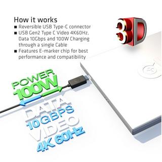 Club3D  USB Type-C Cable M/M 0.8Meter Active PD ~100Watt 4K60Hz 