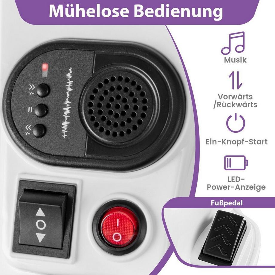 Northix  Kinder Elektro Motorrad mit Musik & LED & Stützrädern Elektromotorrad für Kinder ab 3 Jahren Rosa 