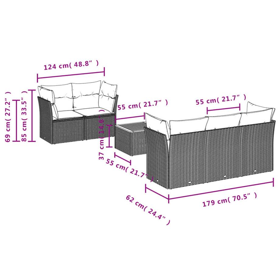 VidaXL set divano da giardino Polirattan  
