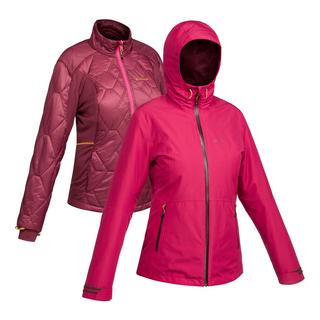 FORCLAZ  Giacca viaggio donna 3 in 1 TRAVEL 500 | -8°C | rosa 