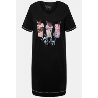 Ulla Popken  Grand t-shirt avec imprimé, col V et manches courtes 