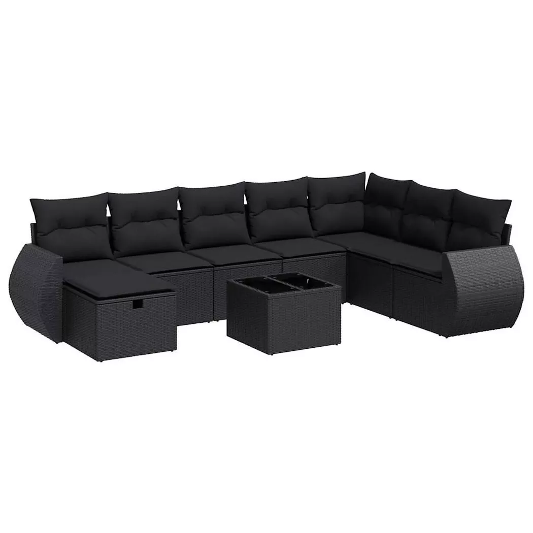 VidaXL - Gartensofa set poly-rattan, One Size, Schwarz