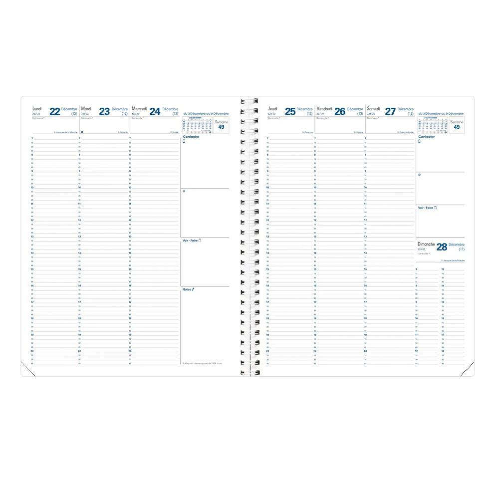 Quo Vadis Quo Vadis - Terminkalender - Spiralbindung - 2025 - Eurequart - Die Woche Planning - Französisch - Impala - Rot - Dez/Dez - 24x30 cm - Clairefontaine-Papier Weiß - Hergestellt in Frankreich  