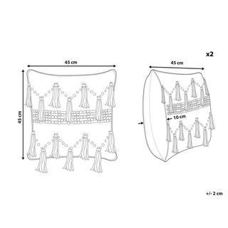 Beliani Dekokissen 2er Set aus Baumwolle Boho THONDI  