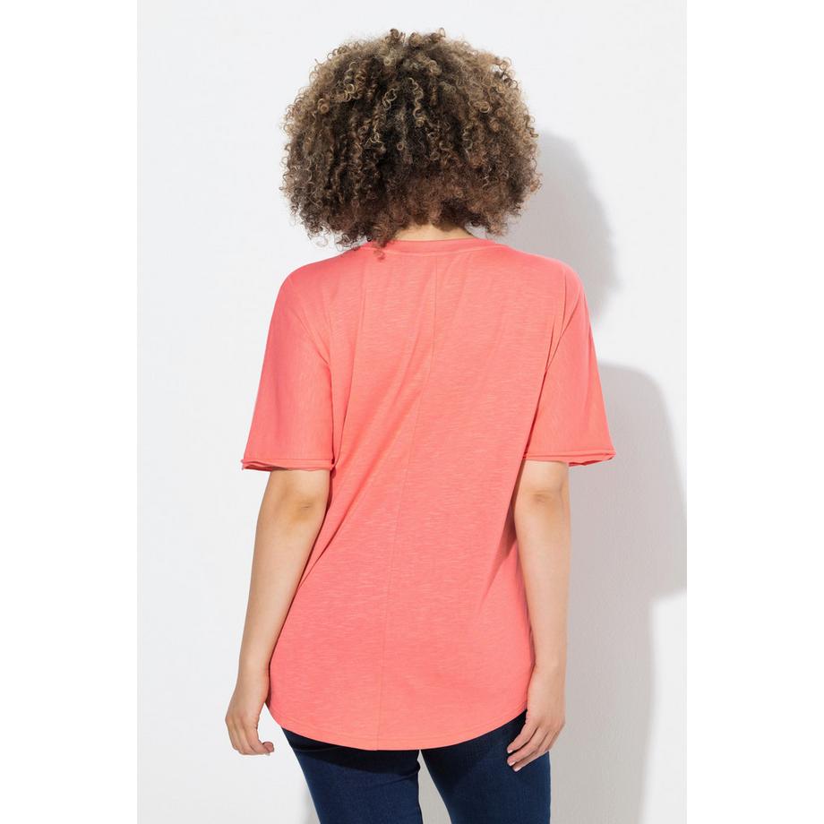 Ulla Popken Oversized Schriftmotiv Rundhals Halbarm T-Shirt  