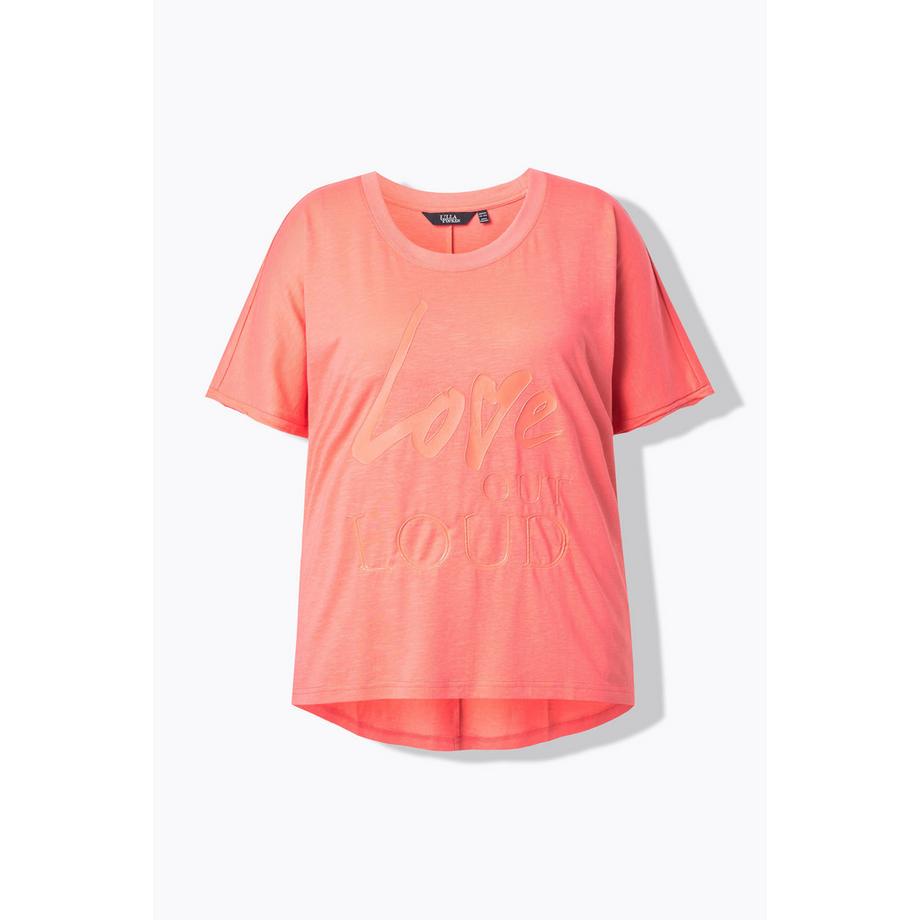 Ulla Popken Oversized Schriftmotiv Rundhals Halbarm T-Shirt  