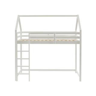 Vente-unique Letto a soppalco capanna 90 x 190 cm Pino massello Bianco - TARZIA  