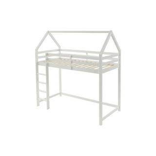 Vente-unique Letto a soppalco capanna 90 x 190 cm Pino massello Bianco - TARZIA  