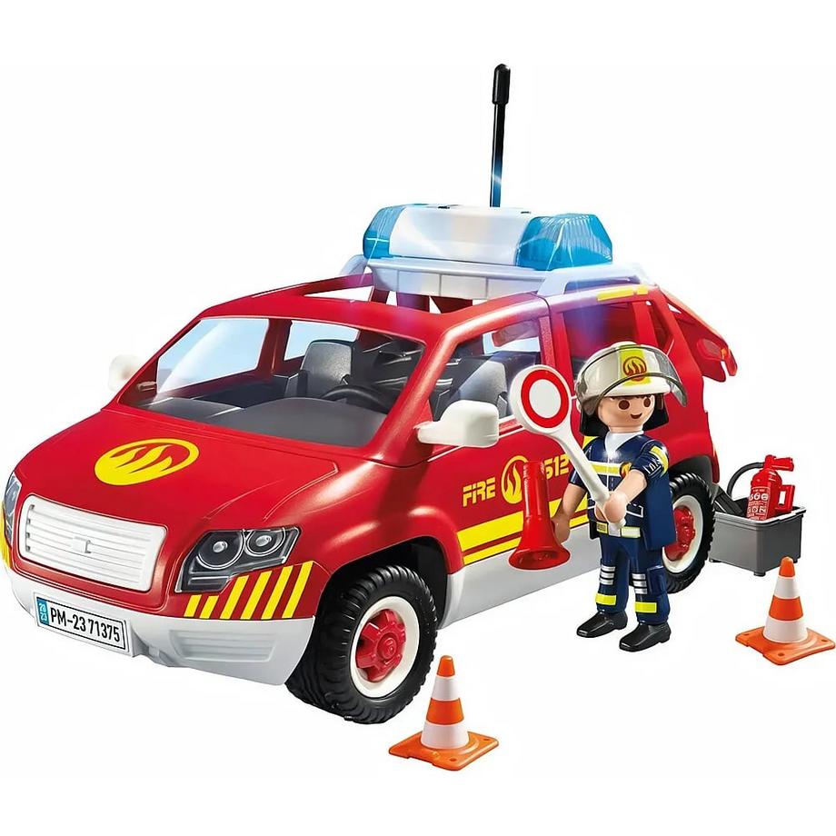 Playmobil  Véhicule de pompier avec figurine et gyrophare 