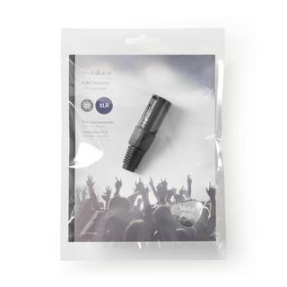Nedis  Connecteur XLR | Droit | Mâle | Nickelé | A souder | Diamètre d'entrée du câble : 5,0 mm | Métal | Noir | 1 pc. | Sachet en plastique 