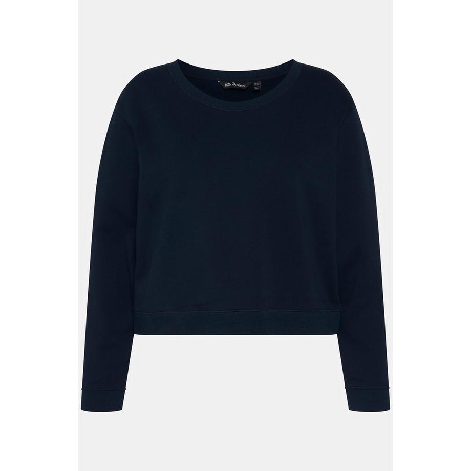 Ulla Popken Kurzes Oversized Rundhals Langarm Sweatshirt  