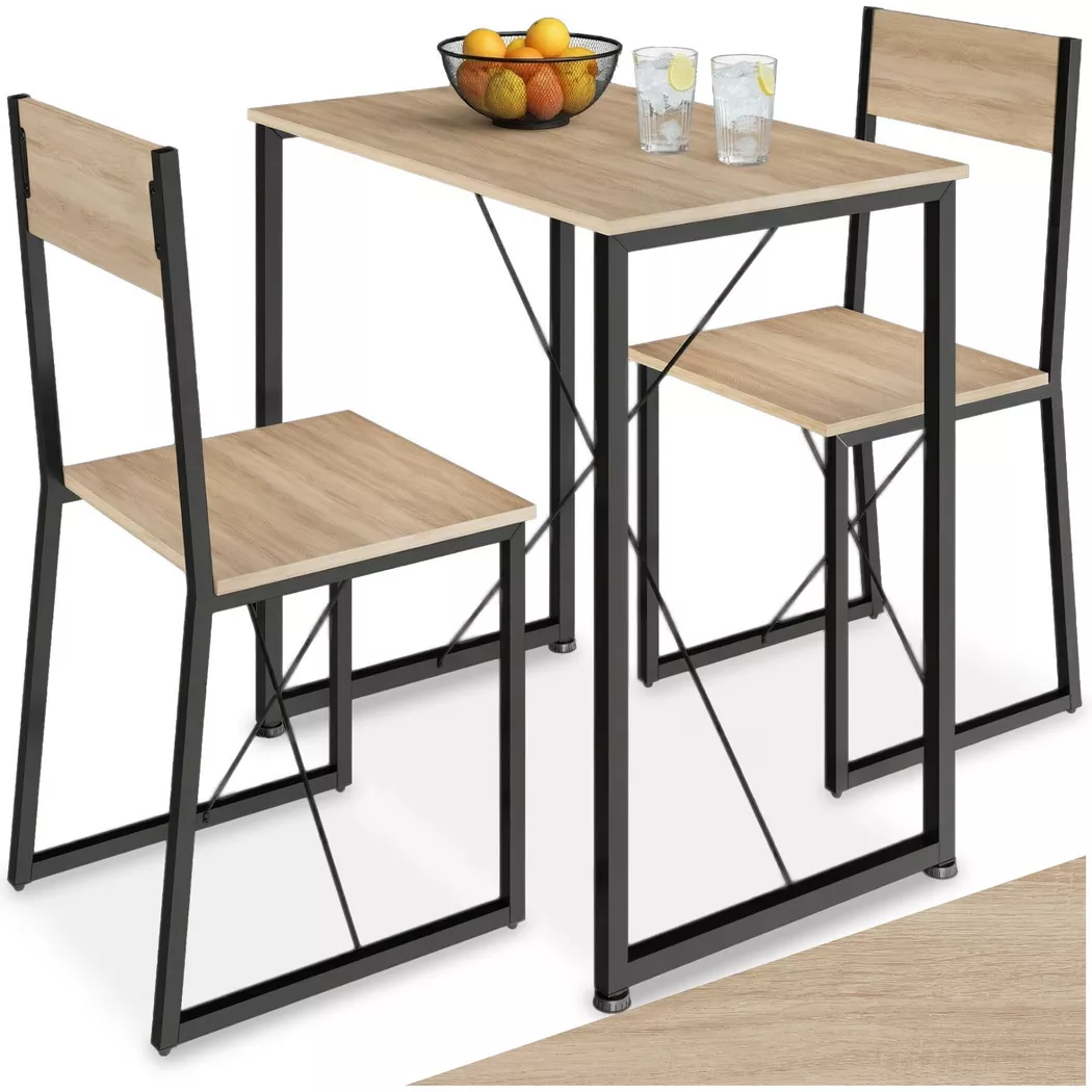 tectake® Sitzgruppe, 3-teilig, Industrial Style, mit höhenverstellbaren Kunststofffüßen