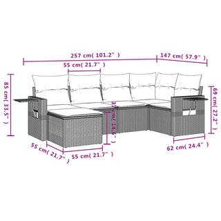 VidaXL Ensemble de canapés de jardin rotin synthétique  