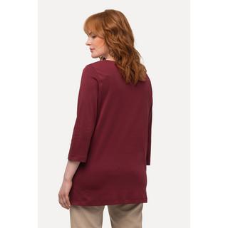 Ulla Popken  Shirt, Pima Cotton, A-Linie, V-Ausschnitt, 3/4-Arm 