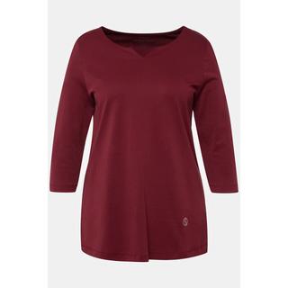 Ulla Popken  Shirt, Pima Cotton, A-Linie, V-Ausschnitt, 3/4-Arm 