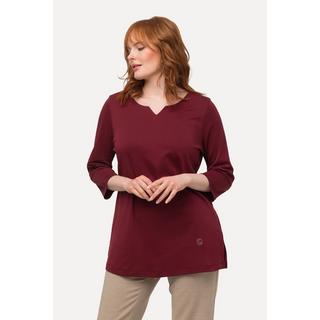 Ulla Popken  Shirt, Pima Cotton, A-Linie, V-Ausschnitt, 3/4-Arm 