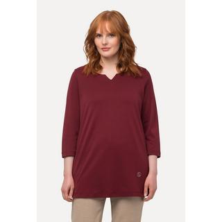 Ulla Popken  Shirt, Pima Cotton, A-Linie, V-Ausschnitt, 3/4-Arm 