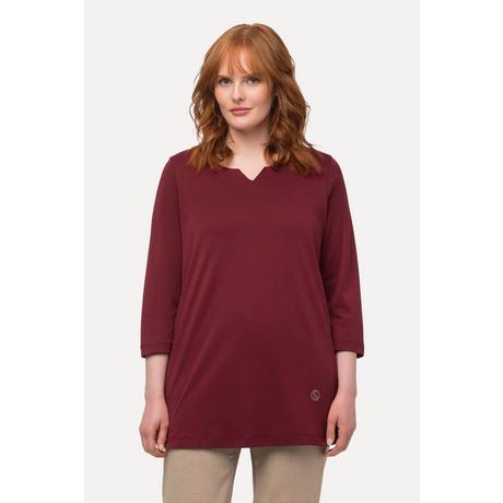 Ulla Popken  Shirt, Pima Cotton, A-Linie, V-Ausschnitt, 3/4-Arm 